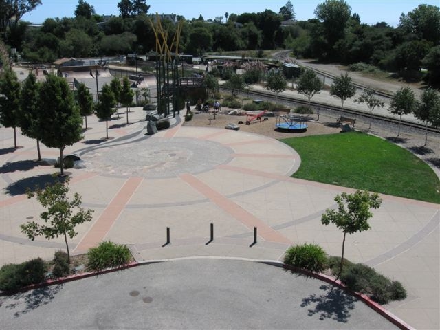 An ariel view of Depot Plaza